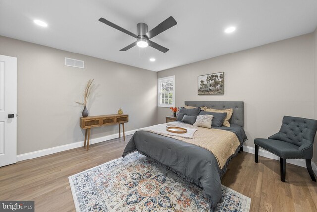 20 Hathaway Dr, Princeton Junction, NJ 08550 - bedroom featuring wood finished floors, baseboards, recessed lighting, and a ceiling fan
