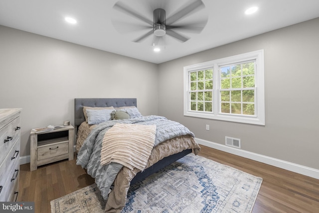 20 Hathaway Dr, Princeton Junction, NJ 08550 - bedroom featuring dark wood finished floors, baseboards, recessed lighting, and ceiling fan