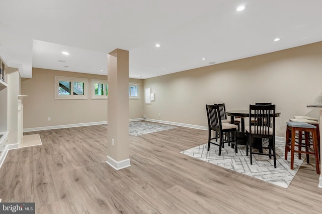 12723 Lady Somerset Ln, Fairfax, VA 22033 - dining area with light wood-style floors, recessed lighting, and baseboards
