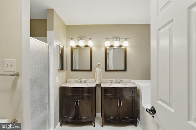 9213 Fairlane Pl, Laurel, MD 20708 - full bath with two vanities and a shower stall