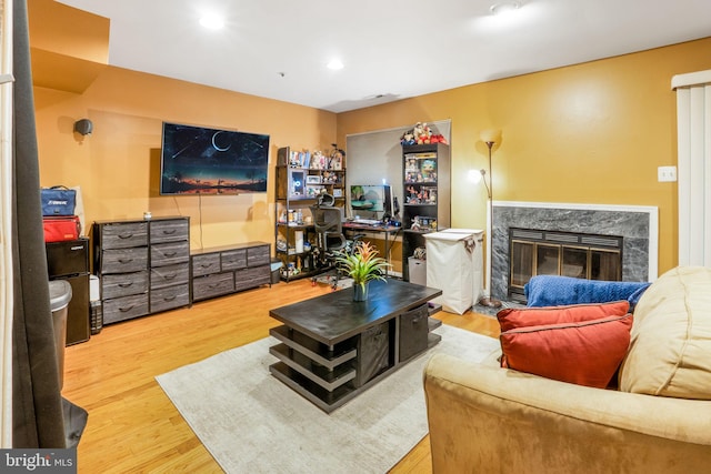 9213 Fairlane Pl, Laurel, MD 20708 - living room with wood finished floors and a premium fireplace