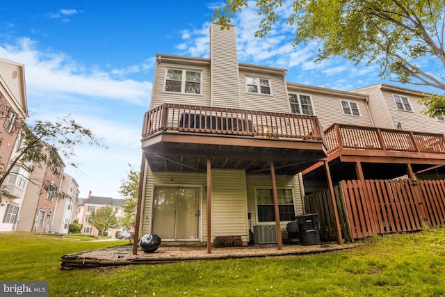 9213 Fairlane Pl, Laurel, MD 20708 - back of house featuring a chimney and a deck