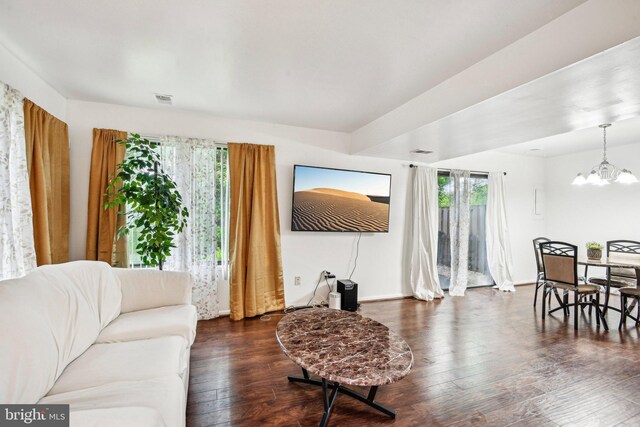 28 Cable Hollow Way Unit 47-3, Upper Marlboro, MD 20774 - living room with a chandelier and dark wood-style floors