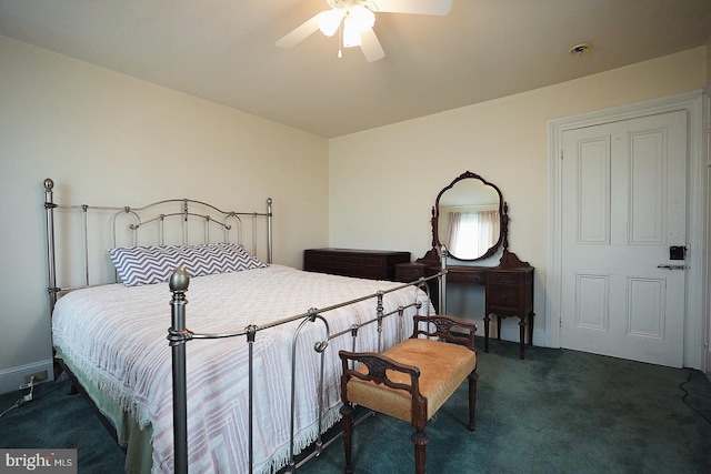 663 Tomlin Station Rd, Mullica Hill, NJ 08062 - bedroom with dark colored carpet, ceiling fan, and baseboards