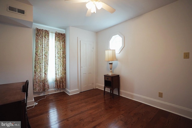 663 Tomlin Station Rd, Mullica Hill, NJ 08062 - spare room with plenty of natural light, ceiling fan, dark wood finished floors, and baseboards