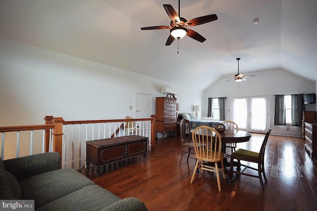 663 Tomlin Station Rd, Mullica Hill, NJ 08062 - dining space featuring ceiling fan, vaulted ceiling, and wood finished floors