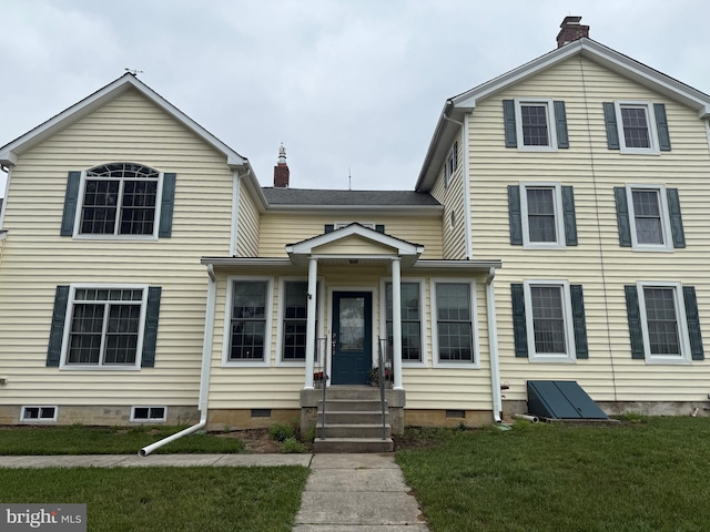 663 Tomlin Station Rd, Mullica Hill, NJ 08062 - traditional-style house with crawl space, a chimney, and a front lawn