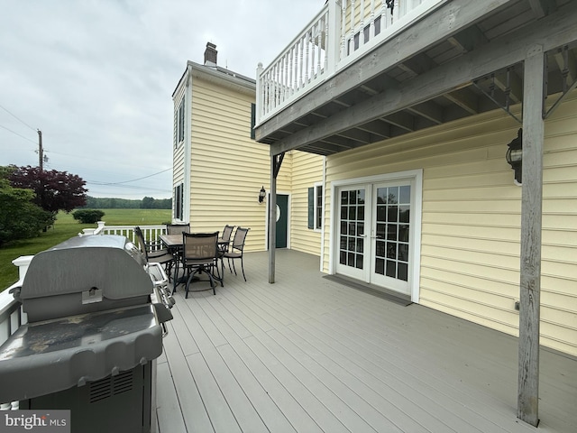 663 Tomlin Station Rd, Mullica Hill, NJ 08062 - wooden terrace featuring outdoor dining space, a grill, and french doors