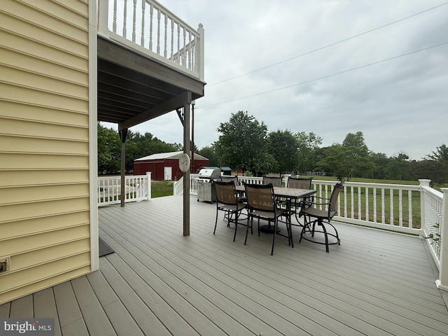 663 Tomlin Station Rd, Mullica Hill, NJ 08062 - wooden terrace featuring outdoor dining area and a lawn