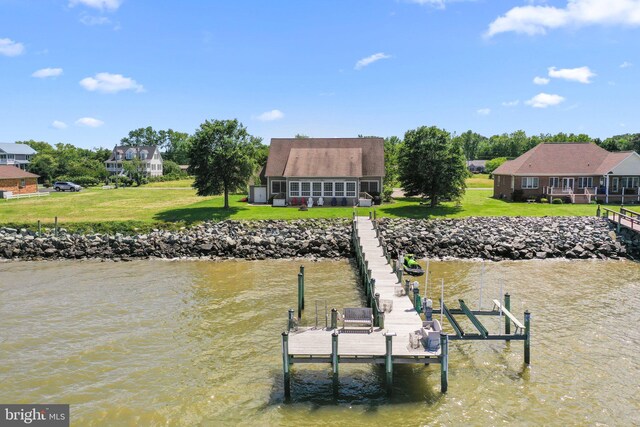 1417 Royal Way, Montross, VA 22520 - dock area with a water view and a lawn