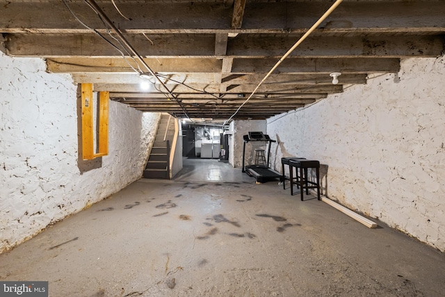 326 E 28th St, Baltimore, MD 21218 - unfinished below grade area with stairs and water heater