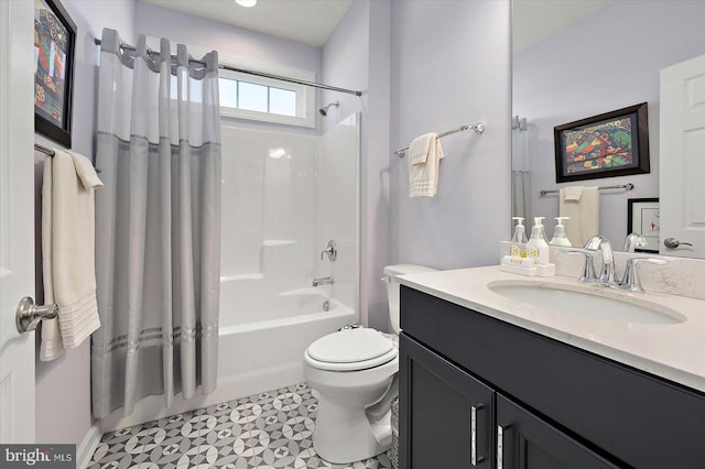 29325 Andrew Jackson Dr, Millsboro, DE 19966 - bathroom featuring shower / tub combo with curtain, vanity, toilet, and tile patterned flooring