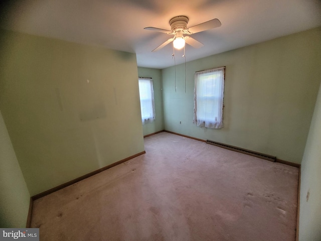 155 Hyndman Rd, Hyndman, PA 15545 - carpeted empty room with baseboard heating, ceiling fan, and baseboards