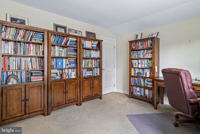 31027 Scissorbill Rd, Ocean View, DE 19970 - office with light carpet, vaulted ceiling, and baseboards