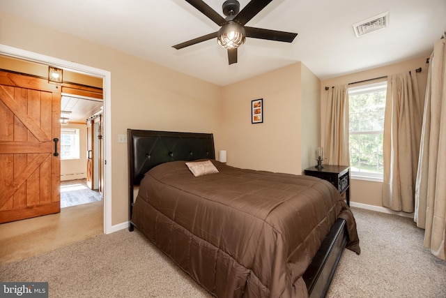 305 Gunhart Rd, Mohnton, PA 19540 - carpeted bedroom with baseboard heating, baseboards, and a ceiling fan