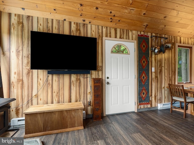 171 Honeymoon Hollow Rd, Lost City, WV 26810 - living area with dark wood-type flooring, wooden walls, and healthy amount of natural light