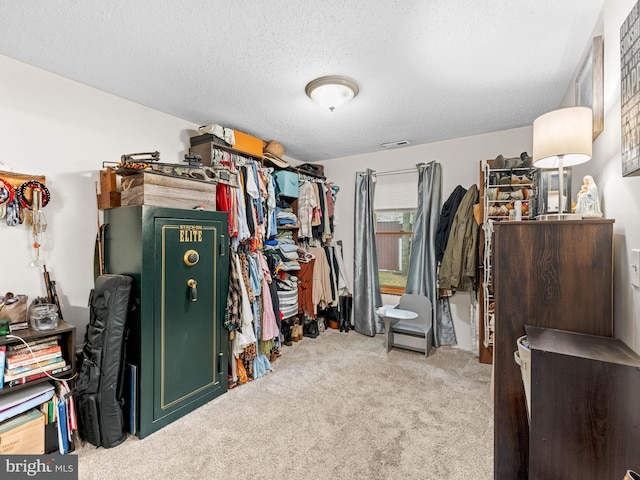 walk in closet with carpet