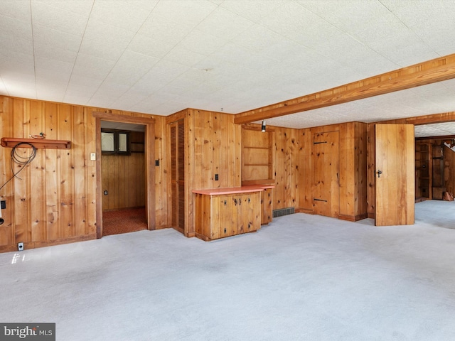108 S 2nd St, Denton, MD 21629 - finished below grade area featuring carpet flooring and wooden walls