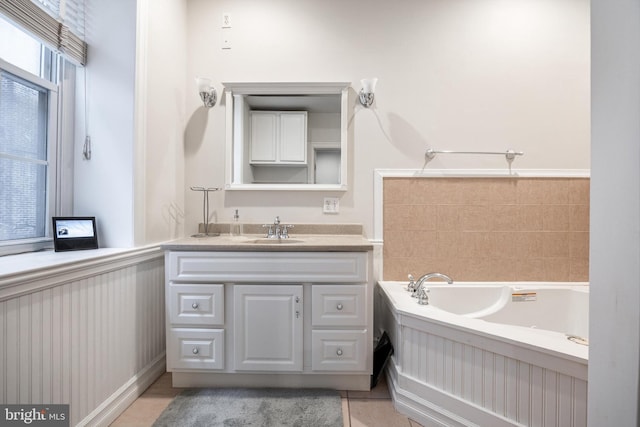 237 N Bread St Unit 2, Philadelphia, PA 19106 - bathroom featuring vanity, a bath, and tile patterned flooring