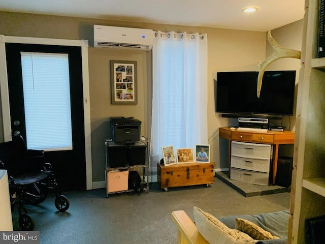 9054 William Penn Hwy, Mifflintown, PA 17059 - living area featuring a wall mounted AC, an office area, and recessed lighting