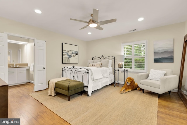 1802 24th St S, Arlington, VA 22202 - bedroom featuring light wood-style floors, recessed lighting, and a ceiling fan