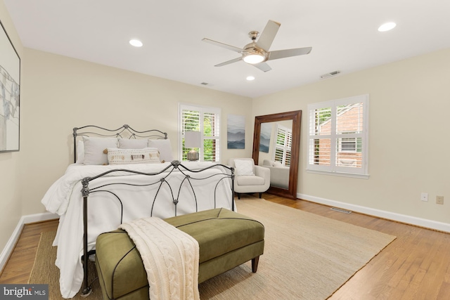 1802 24th St S, Arlington, VA 22202 - bedroom with wood finished floors, recessed lighting, and a ceiling fan