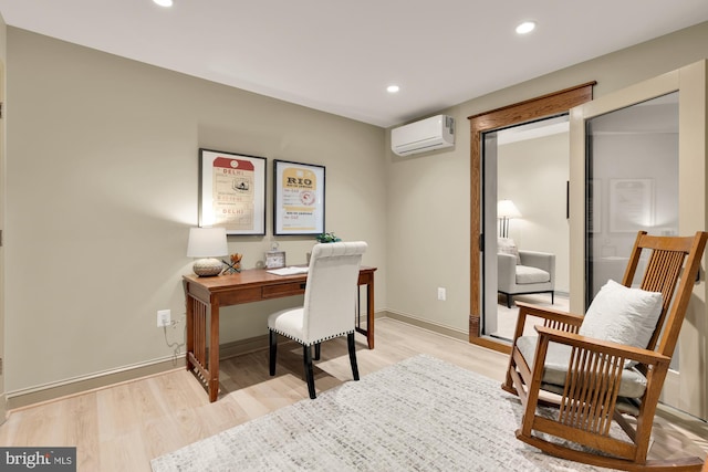 1802 24th St S, Arlington, VA 22202 - office with a wall mounted AC, light wood-style flooring, and recessed lighting