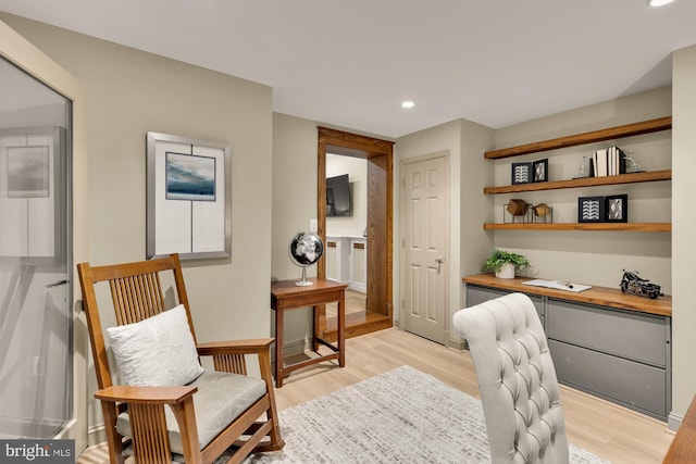 1802 24th St S, Arlington, VA 22202 - office with light wood-type flooring, recessed lighting, and built in desk