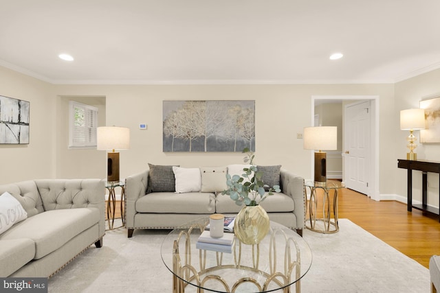 1802 24th St S, Arlington, VA 22202 - living area featuring crown molding, wood finished floors, and recessed lighting