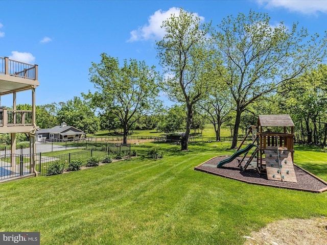 15953 River Bend Ct, Williamsport, MD 21795 - view of yard featuring a playground, a balcony, and view of scattered trees