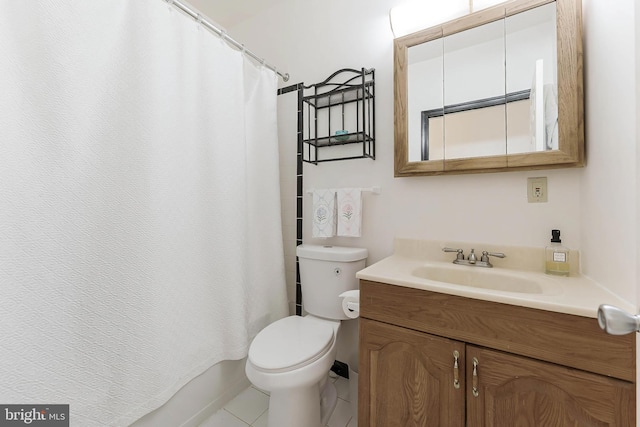 6808 Canal Bridge Ct, Potomac, MD 20854 - bathroom featuring toilet, vanity, curtained shower, and tile patterned flooring