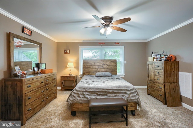 1715 Mountain View Rd, Harrisburg, PA 17110 - bedroom featuring light colored carpet, crown molding, baseboards, and a ceiling fan