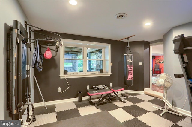 1715 Mountain View Rd, Harrisburg, PA 17110 - exercise room with baseboards, carpet, and recessed lighting