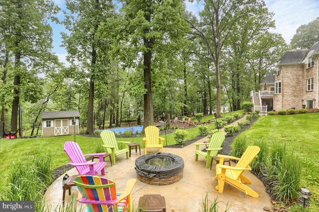 1715 Mountain View Rd, Harrisburg, PA 17110 - view of patio / terrace with a fire pit and view of scattered trees