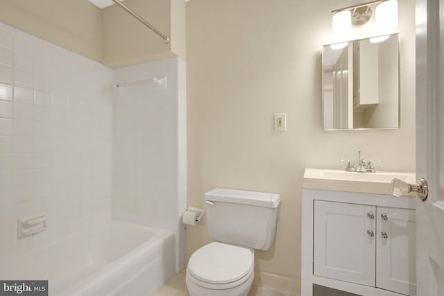 812 E St SE, Washington, DC 20003 - bathroom with toilet, vanity, bathtub / shower combination, and baseboards