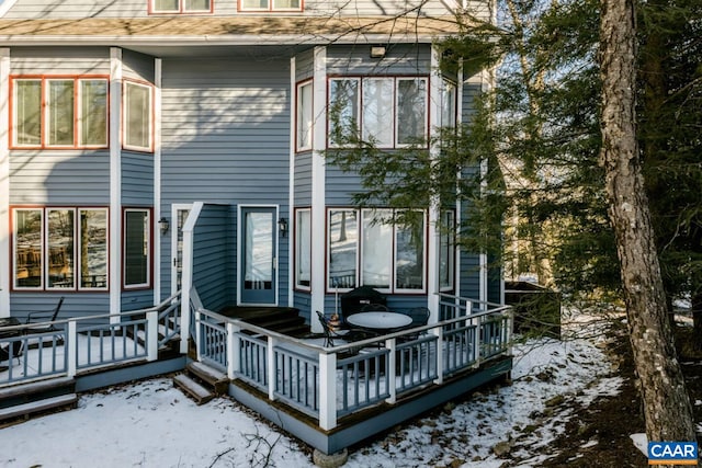 23 Trillium Close, Wintergreen Resort, VA 22967 - snow covered house featuring a wooden deck