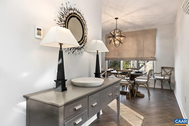 23 Trillium Close, Wintergreen Resort, VA 22967 - dining area featuring a chandelier and baseboards