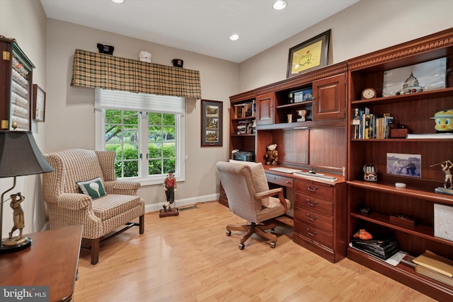 20 Dorchester Way, Phoenixville, PA 19460 - office with light wood-style flooring, recessed lighting, baseboards, and built in study area