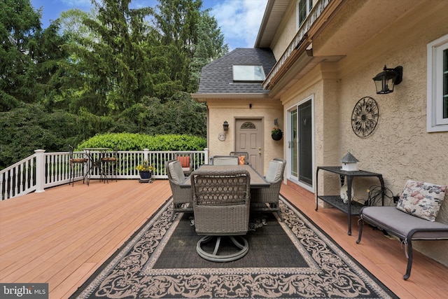 20 Dorchester Way, Phoenixville, PA 19460 - wooden terrace with outdoor dining area