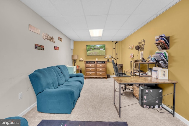 463 Bronco Trl, Lusby, MD 20657 - carpeted home office featuring a paneled ceiling and baseboards