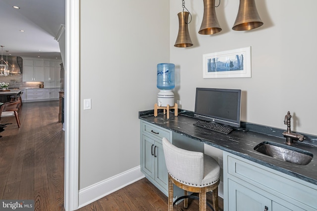 280 Carter Rd, Princeton, NJ 08540 - office with a sink, dark wood-style floors, recessed lighting, and baseboards
