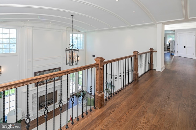 280 Carter Rd, Princeton, NJ 08540 - hall with a chandelier, an upstairs landing, and wood finished floors