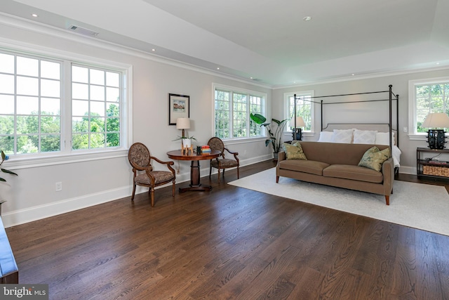 280 Carter Rd, Princeton, NJ 08540 - bedroom with dark wood finished floors, baseboards, recessed lighting, a raised ceiling, and ornamental molding