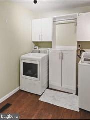 60 Windsor Ln, Willingboro, NJ 08046 - washroom featuring independent washer and dryer, dark wood-type flooring, and baseboards