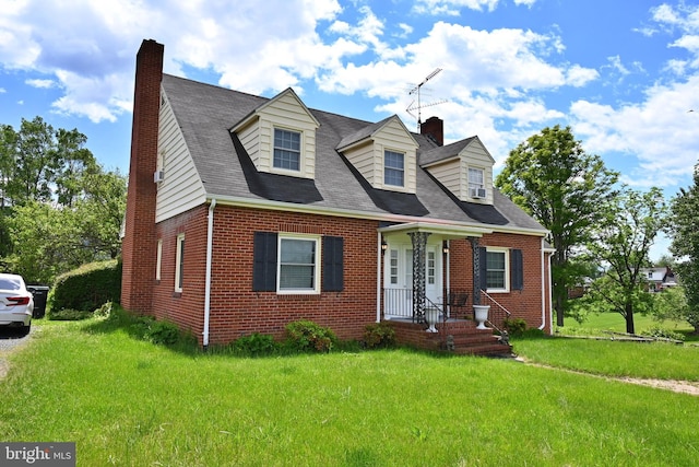 9706 Fairway Dr, New Market, VA 22844 - cape cod house with brick siding, a chimney, and a front yard