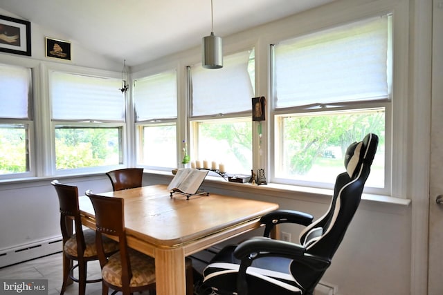 9706 Fairway Dr, New Market, VA 22844 - office featuring vaulted ceiling and a baseboard heating unit