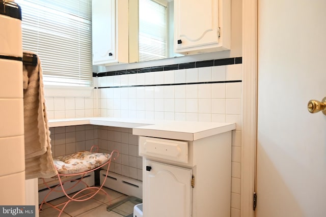 9706 Fairway Dr, New Market, VA 22844 - bathroom with tile walls, a baseboard heating unit, and tile patterned floors