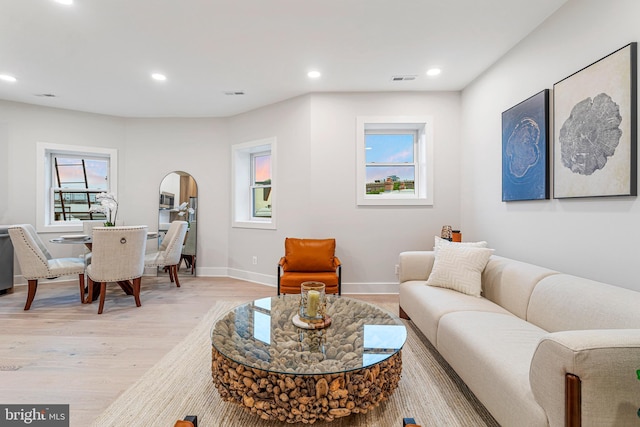 1724 Connecticut Ave NW Unit 8, Washington, DC 20009 - living area with light wood-type flooring, recessed lighting, baseboards, and arched walkways