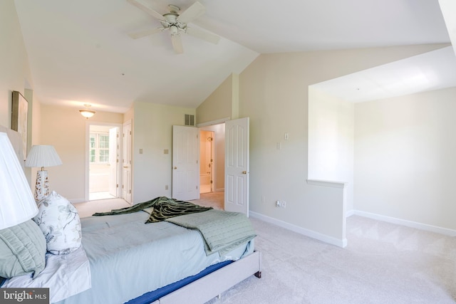 12221 Quadrille Ln, Bowie, MD 20720 - bedroom with lofted ceiling, light carpet, a ceiling fan, and baseboards