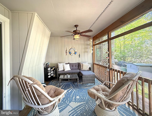 435 Lekites Ave Unit 435, Bethany Beach, DE 19930 - sunroom / solarium with a ceiling fan, healthy amount of natural light, and outdoor lounge area
